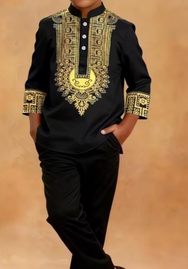 Flower boy black &yellow embroidered top&down
